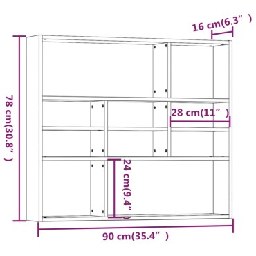 vidaXL Ραφιέρα Τοίχου Γκρι Sonoma 90x16x78cm από Επεξεργασμένο Ξύλο 1 τεμ.