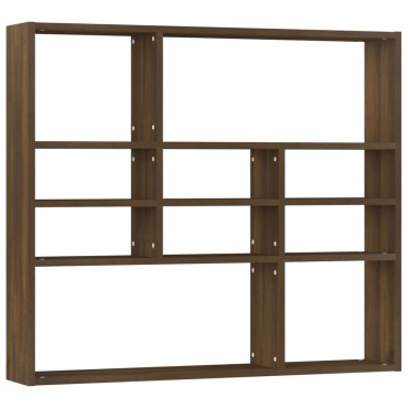 vidaXL Ραφιέρα Τοίχου Καφέ Δρυς 90x16x78cm από Επεξ. Ξύλο 1 τεμ.