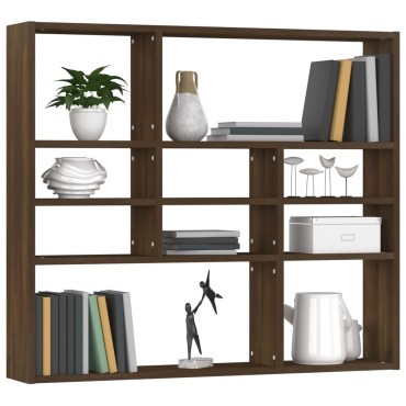 vidaXL Ραφιέρα Τοίχου Καφέ Δρυς 90x16x78cm από Επεξ. Ξύλο 1 τεμ.