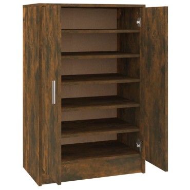 vidaXL Παπουτσοθήκη Καπνιστή Δρυς 60x35x92cm από Επεξεργασμένο Ξύλο