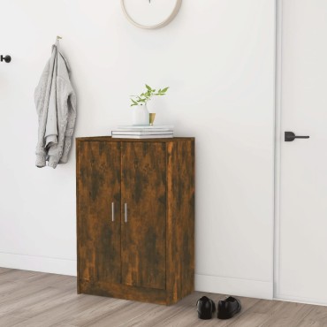 vidaXL Παπουτσοθήκη Καπνιστή Δρυς 60x35x92cm από Επεξεργασμένο Ξύλο