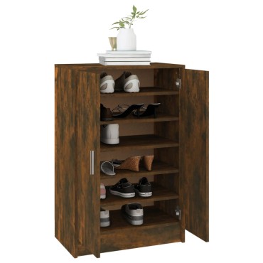 vidaXL Παπουτσοθήκη Καπνιστή Δρυς 60x35x92cm από Επεξεργασμένο Ξύλο