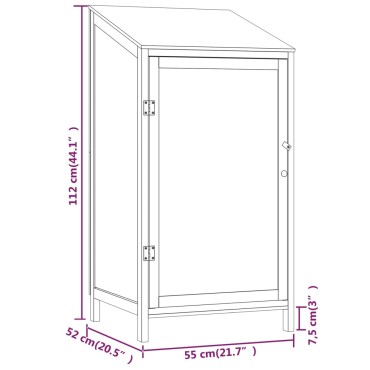 vidaXL Αποθήκη Κήπου 55 x 52 x 112 εκ. από Μασίφ Ξύλο Ελάτης