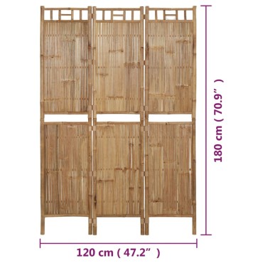 vidaXL Διαχωριστικό Δωματίου με 3 Πάνελ 120x180cm από Μπαμπού 1 τεμ.