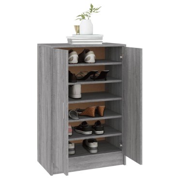 vidaXL Παπουτσοθήκη Γκρι Sonoma 60x35x92cm Επεξεργασμένο Ξύλο