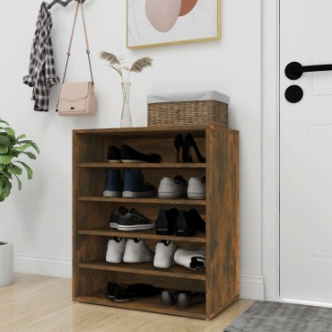 vidaXL Παπουτσοθήκη Καπνιστή Δρυς 60x35x70cm από Επεξεργασμένο Ξύλο