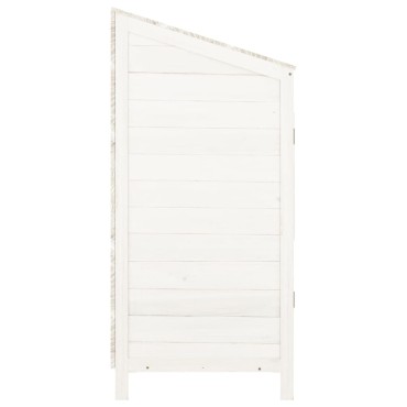 vidaXL Αποθήκη Κήπου Λευκή 55 x 52 x 112 εκ. από Μασίφ Ξύλο Ελάτης