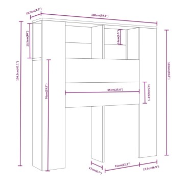 vidaXL Κεφαλάρι Με Αποθηκευτικό Χώρο Μαύρο 100x18,5x104,5cm 1 τεμ.