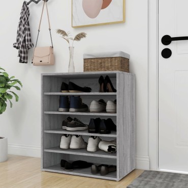 vidaXL Παπουτσοθήκη Γκρι Sonoma 60x35x70cm από Επεξεργασμένο Ξύλο