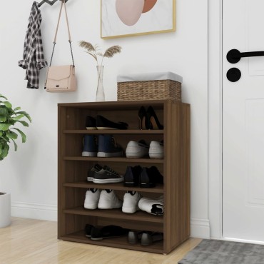 vidaXL Παπουτσοθήκη Καφέ Δρυς 60x35x70cm από Επεξεργασμένο Ξύλο