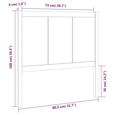 vidaXL Κεφαλάρι Κρεβατιού Γκρι 80,5x4x100cm από Μασίφ Ξύλο Πεύκου 1 τεμ.