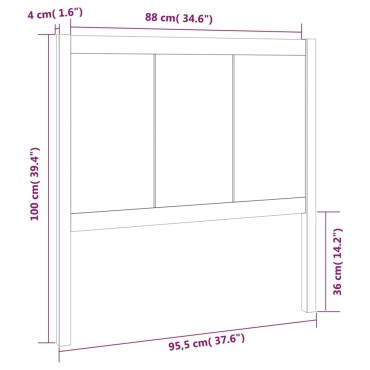 vidaXL Κεφαλάρι Κρεβατιού Μελί 95,5x4x100cm από Μασίφ Ξύλο Πεύκου 1 τεμ.