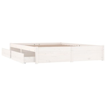 vidaXL Πλαίσιο Κρεβατιού Με Συρτάρια Λευκό 140x190cm 1 τεμ. - Μονό