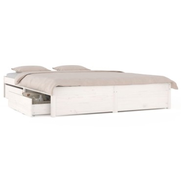 vidaXL Πλαίσιο Κρεβατιού με Συρτάρια Λευκό 120x200cm 1 τεμ. - Μονό