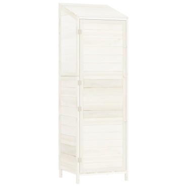 vidaXL Αποθήκη Κήπου Λευκή 55 x 52 x 174,5 εκ. από Μασίφ Ξύλο Ελάτης