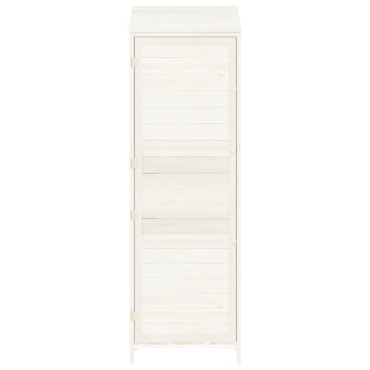 vidaXL Αποθήκη Κήπου Λευκή 55 x 52 x 174,5 εκ. από Μασίφ Ξύλο Ελάτης