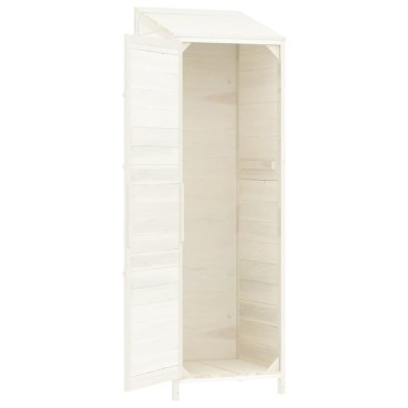 vidaXL Αποθήκη Κήπου Λευκή 55 x 52 x 174,5 εκ. από Μασίφ Ξύλο Ελάτης