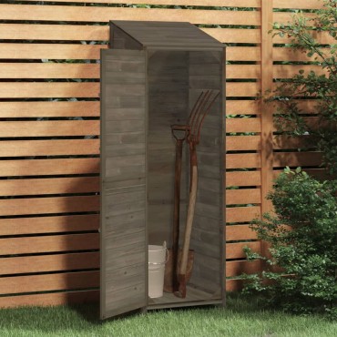 vidaXL Αποθήκη Κήπου Ανθράκι 55 x 52 x 174,5 εκ. από Μασίφ Ξύλο Ελάτης