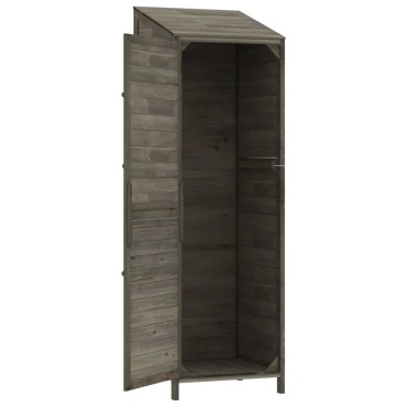 vidaXL Αποθήκη Κήπου Ανθράκι 55 x 52 x 174,5 εκ. από Μασίφ Ξύλο Ελάτης