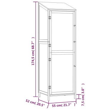 vidaXL Αποθήκη Κήπου Καφέ 55 x 52 x 174,5 εκ. από Μασίφ Ξύλο Ελάτης