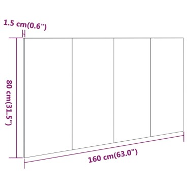 vidaXL Κεφαλάρι Κρεβατιού Λευκό 160x1,5x80cm από Επεξεργασμένο Ξύλο 1 τεμ.