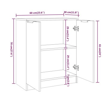 vidaXL Ντουλάπι Λευκό 60x30x70cm από Επεξεργασμένο Ξύλο 1 τεμ.