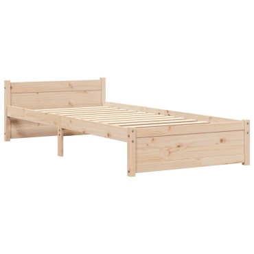 vidaXL Πλαίσιο Κρεβατιού 75 x 190 εκ. από Μασίφ Ξύλο Small Single