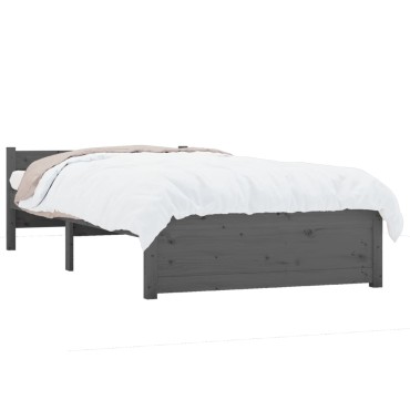 vidaXL Πλαίσιο Κρεβατιού Γκρι 75 x 190 εκ. από Μασίφ Ξύλο Small Single