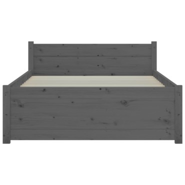 vidaXL Πλαίσιο Κρεβατιού Γκρι 75 x 190 εκ. από Μασίφ Ξύλο Small Single