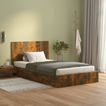vidaXL Κεφαλάρι Κρεβατιού Καπνιστή Δρυς 120x1,5x80cm Επεξεργασ. Ξύλο 1 τεμ.