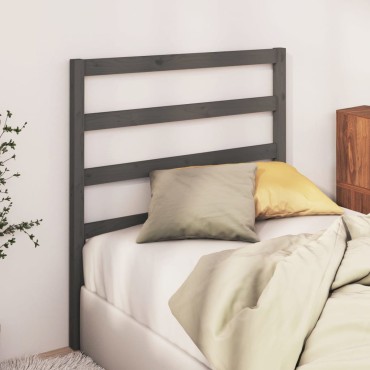 vidaXL Κεφαλάρι Kρεβατιού Γκρι 81x4x100cm από Μασίφ Ξύλο Πεύκου 1 τεμ.