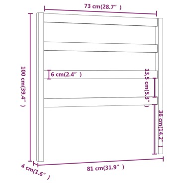 vidaXL Κεφαλάρι Κρεβατιού Μελί 81x4x100cm από Μασίφ Ξύλο Πεύκου 1 τεμ.