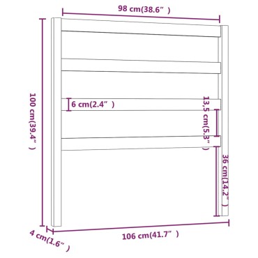vidaXL Κεφαλάρι Κρεβατιού Μαύρο 106x4x100cm Μασίφ Ξύλο Πεύκου 1 τεμ.