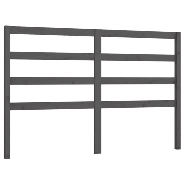 vidaXL Κεφαλάρι Κρεβατιού Γκρι 126x4x100cm από Μασίφ Ξύλο Πεύκου 1 τεμ.
