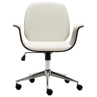 vidaXL Καρέκλα Γραφείου Λευκή από Λυγισμένο Ξύλο και Συνθετικό Δέρμα 69x56x(80-88)cm 1 τεμ.