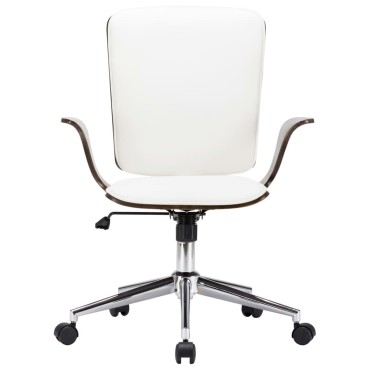 vidaXL Καρέκλα Γραφείου Περιστρεφόμενη Λευκή Συνθ. Δέρμα/Λυγισμ. Ξύλο 69x61x(92-104)cm 1 τεμ.