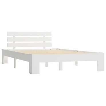 vidaXL Πλαίσιο Κρεβατιού Λευκό 140x200cm από Μασίφ Ξύλο Πεύκου 1 τεμ. - Διπλό