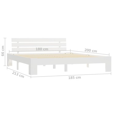 vidaXL Πλαίσιο Κρεβατιού Λευκό 180 x 200 εκ. από Μασίφ Ξύλο Πεύκου