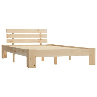 vidaXL Πλαίσιο Κρεβατιού 140x200cm από Μασίφ Ξύλο Πεύκου 1 τεμ. - Διπλό