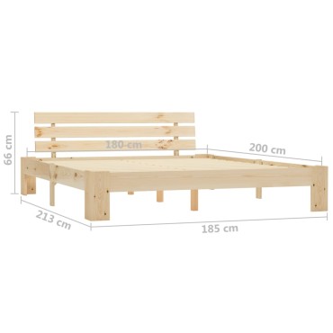 vidaXL Πλαίσιο Κρεβατιού 180x200cm από Μασίφ Ξύλο Πεύκου 1 τεμ. - Διπλό