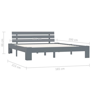 vidaXL Πλαίσιο Κρεβατιού Γκρι 160 x 200 εκ. από Μασίφ Ξύλο Πεύκου