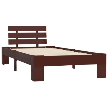 vidaXL Πλαίσιο Κρεβατιού Σκούρο Καφέ 100x200cm Μασίφ Ξύλο Πεύκου 1 τεμ. - Μονό