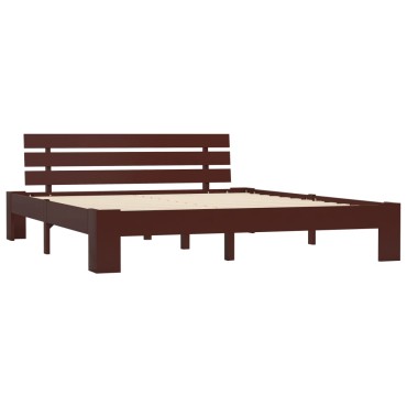 vidaXL Πλαίσιο Κρεβατιού Σκούρο Καφέ 160x200cm από Μασίφ Ξύλο Πεύκου 1 τεμ. - Διπλό