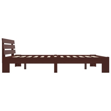 vidaXL Πλαίσιο Κρεβατιού Σκούρο Καφέ 160x200cm από Μασίφ Ξύλο Πεύκου 1 τεμ. - Διπλό
