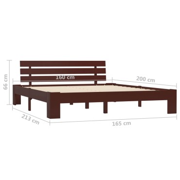 vidaXL Πλαίσιο Κρεβατιού Σκούρο Καφέ 160x200cm από Μασίφ Ξύλο Πεύκου 1 τεμ. - Διπλό