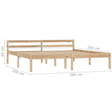 vidaXL Πλαίσιο Κρεβατιού 180 x 200 εκ. από Μασίφ Ξύλο Πεύκου