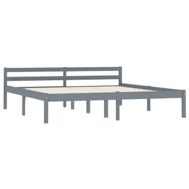 vidaXL Πλαίσιο Κρεβατιού Γκρι 160x200cm από Μασίφ Ξύλο Πεύκου 1 τεμ. - Διπλό