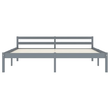 vidaXL Πλαίσιο Κρεβατιού Γκρι 160x200cm από Μασίφ Ξύλο Πεύκου 1 τεμ. - Διπλό