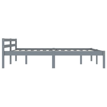 vidaXL Πλαίσιο Κρεβατιού Γκρι 160x200cm από Μασίφ Ξύλο Πεύκου 1 τεμ. - Διπλό