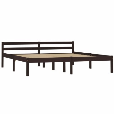 vidaXL Πλαίσιο Κρεβατιού Σκούρο Καφέ 160x200cm από Μασίφ Ξύλο Πεύκου 1 τεμ. - Διπλό